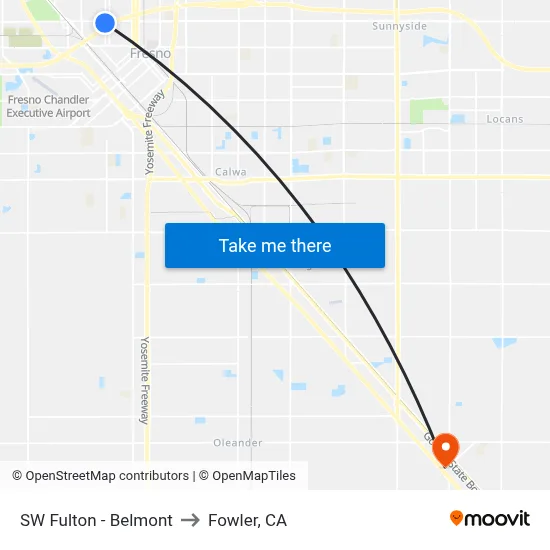 SW Fulton - Belmont to Fowler, CA map