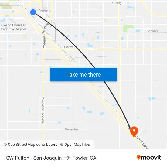 SW Fulton - San Joaquin to Fowler, CA map