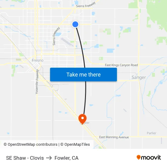 SE Shaw - Clovis to Fowler, CA map