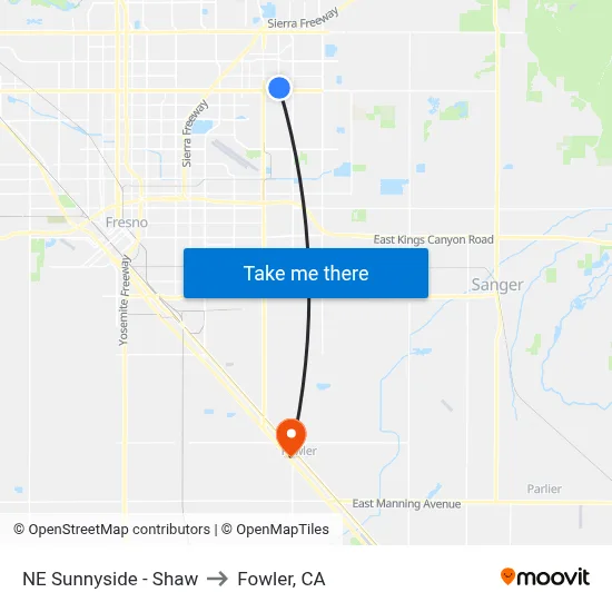 NE Sunnyside - Shaw to Fowler, CA map