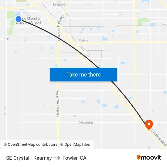 SE Crystal - Kearney to Fowler, CA map