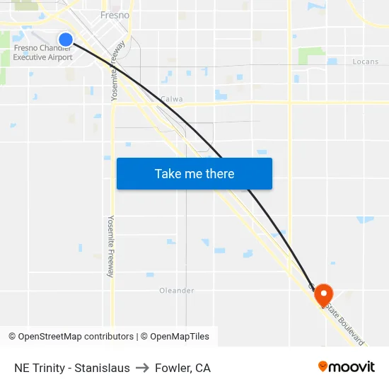 NE Trinity - Stanislaus to Fowler, CA map
