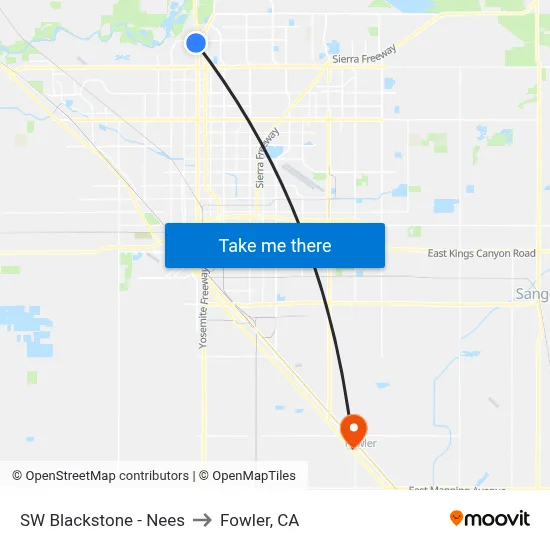 SW Blackstone - Nees to Fowler, CA map