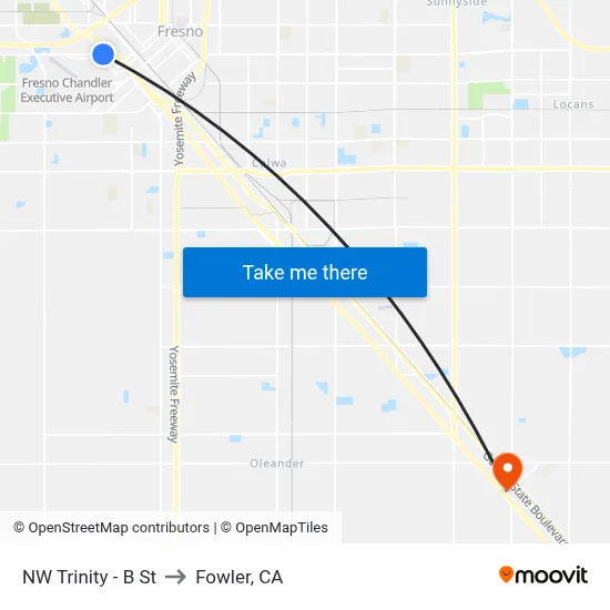 NW Trinity - B St to Fowler, CA map