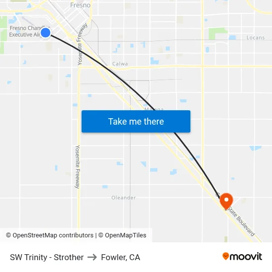 SW Trinity - Strother to Fowler, CA map