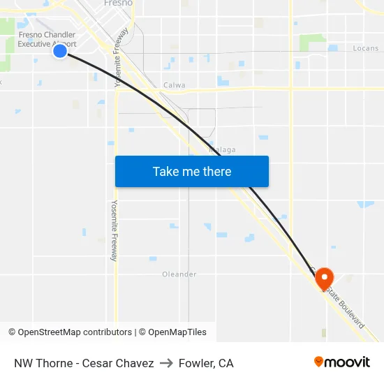 NW Thorne - Cesar Chavez to Fowler, CA map