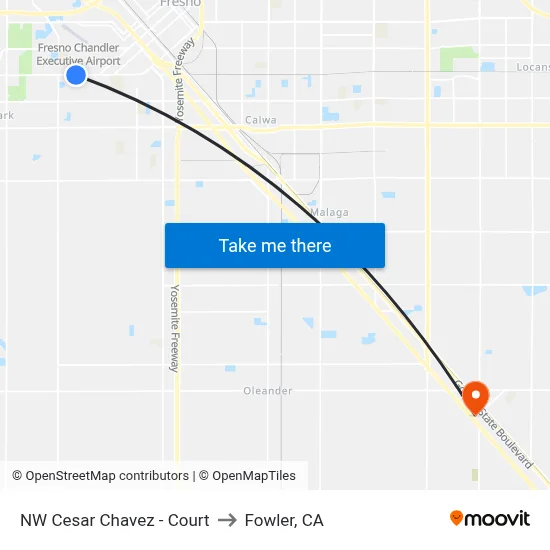 NW Cesar Chavez - Court to Fowler, CA map