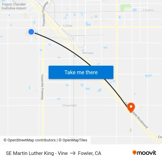 SE Martin Luther King - Vine to Fowler, CA map