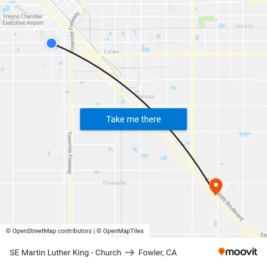 SE Martin Luther King - Church to Fowler, CA map
