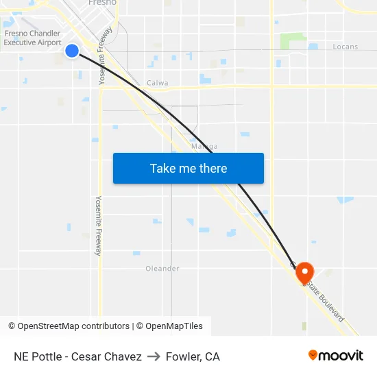 NE Pottle - Cesar Chavez to Fowler, CA map