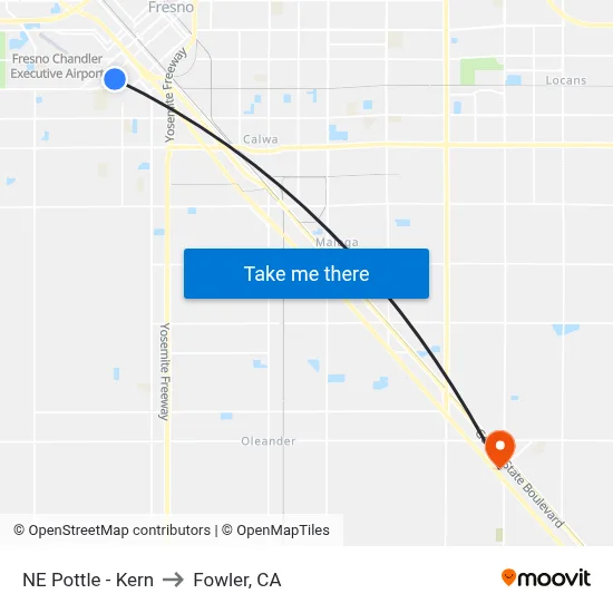 NE Pottle - Kern to Fowler, CA map