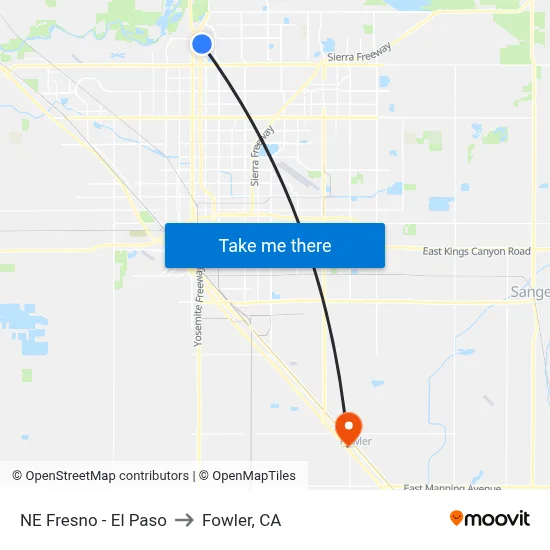 NE Fresno - El Paso to Fowler, CA map
