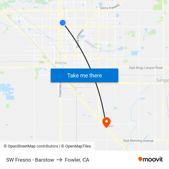 SW Fresno - Barstow to Fowler, CA map