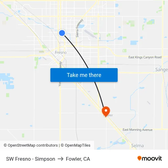 SW Fresno - Simpson to Fowler, CA map