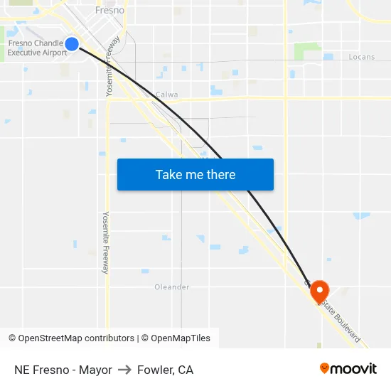 NE Fresno - Mayor to Fowler, CA map