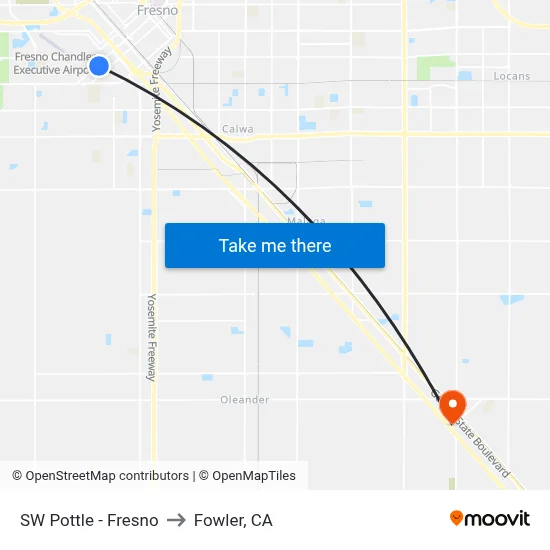 SW Pottle - Fresno to Fowler, CA map