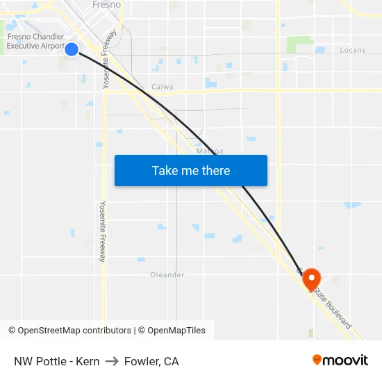 NW Pottle - Kern to Fowler, CA map