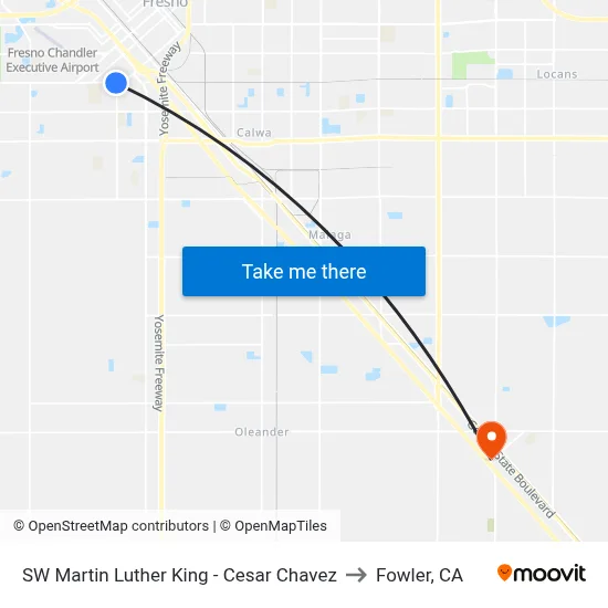 SW Martin Luther King - Cesar Chavez to Fowler, CA map