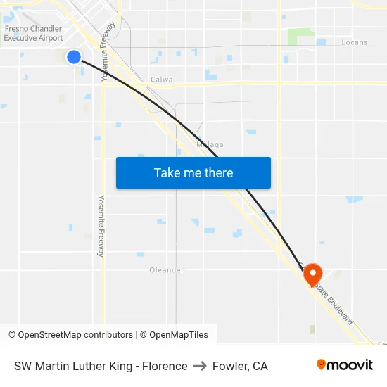 SW Martin Luther King - Florence to Fowler, CA map
