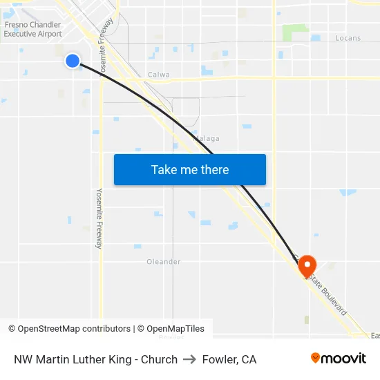 NW Martin Luther King - Church to Fowler, CA map