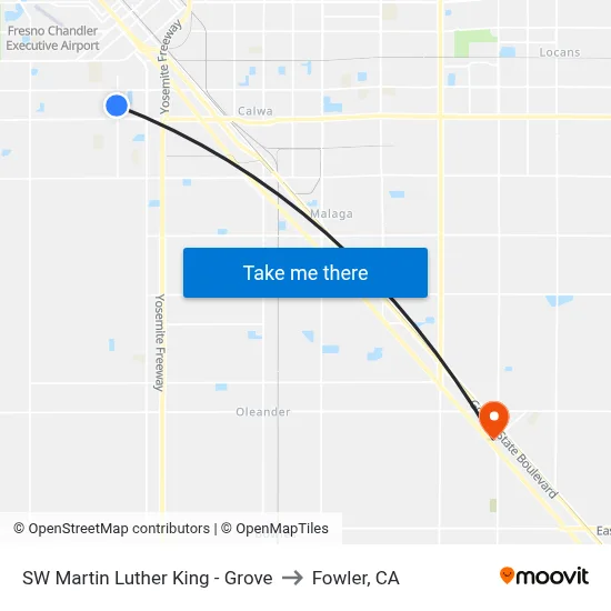 SW Martin Luther King - Grove to Fowler, CA map