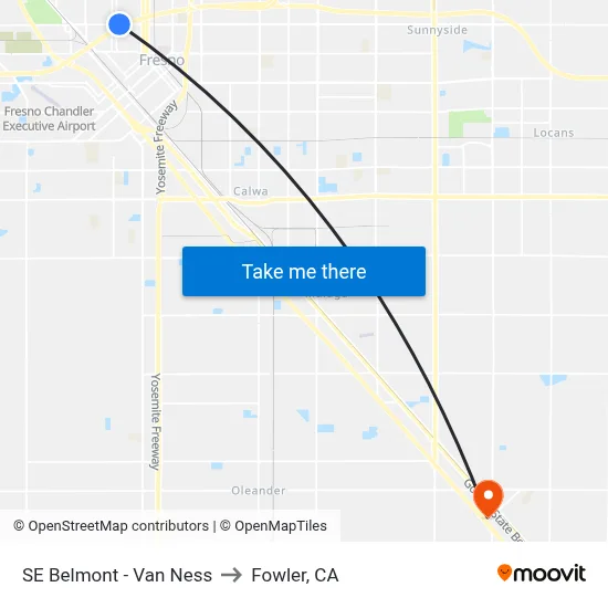 SE Belmont - Van Ness to Fowler, CA map