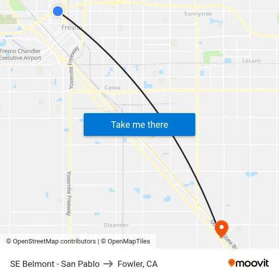 SE Belmont - San Pablo to Fowler, CA map