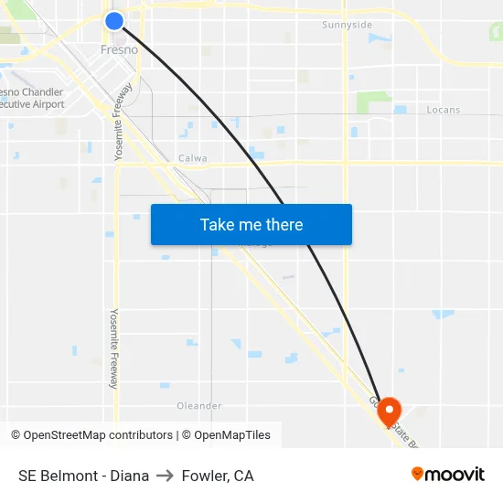 SE Belmont - Diana to Fowler, CA map