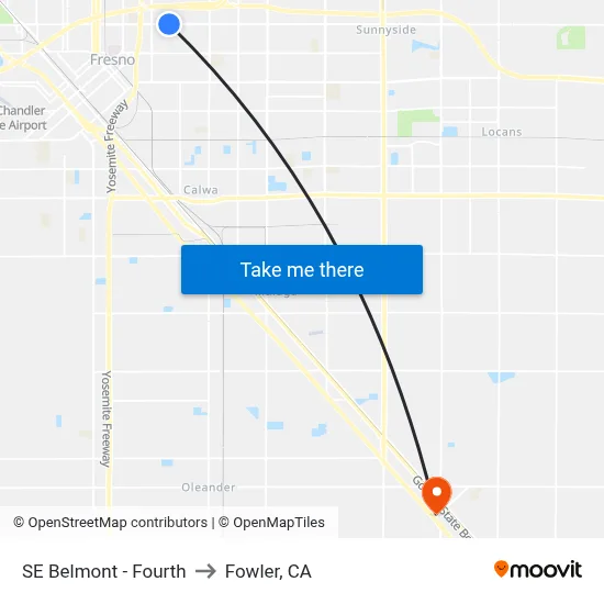 SE Belmont - Fourth to Fowler, CA map