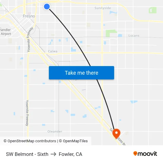SW Belmont - Sixth to Fowler, CA map