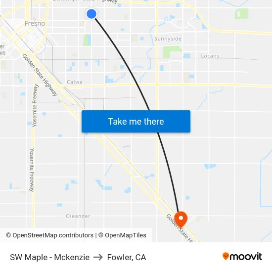 SW Maple - Mckenzie to Fowler, CA map