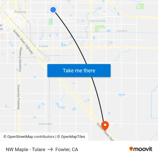 NW Maple - Tulare to Fowler, CA map