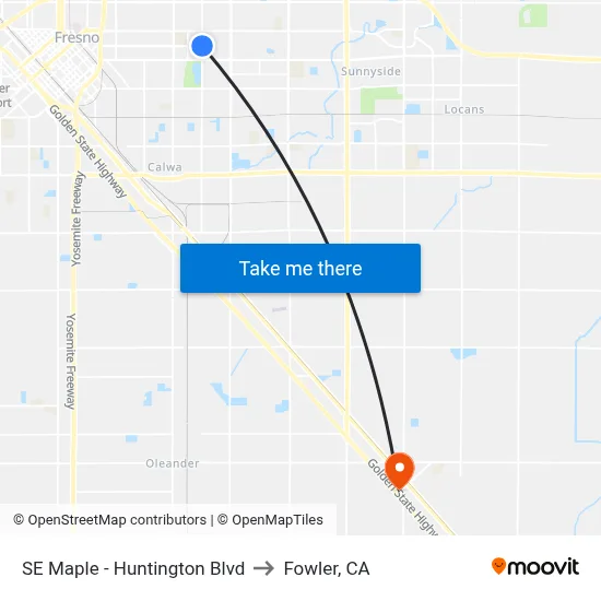 SE Maple - Huntington Blvd to Fowler, CA map