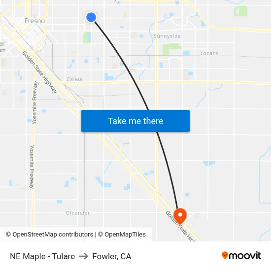 NE Maple - Tulare to Fowler, CA map