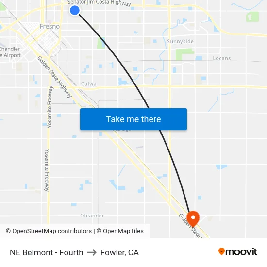 NE Belmont - Fourth to Fowler, CA map