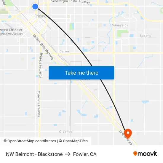 NW Belmont - Blackstone to Fowler, CA map