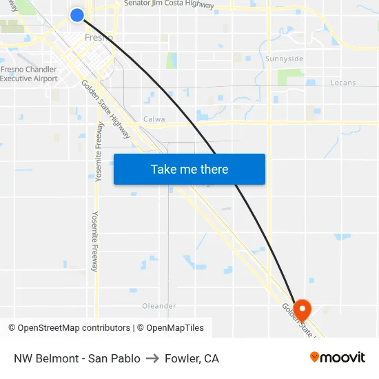 NW Belmont - San Pablo to Fowler, CA map