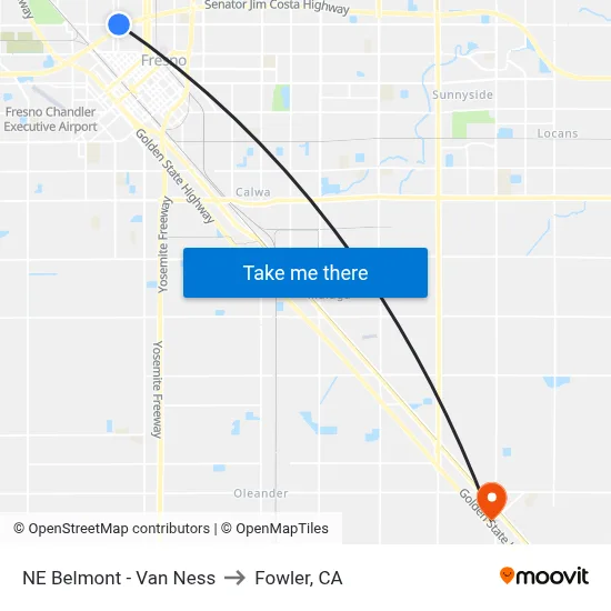 NE Belmont - Van Ness to Fowler, CA map