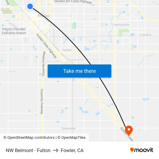 NW Belmont - Fulton to Fowler, CA map