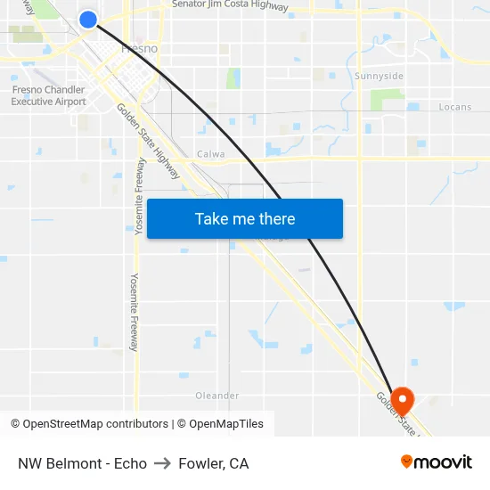 NW Belmont - Echo to Fowler, CA map