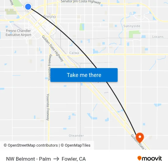 NW Belmont - Palm to Fowler, CA map