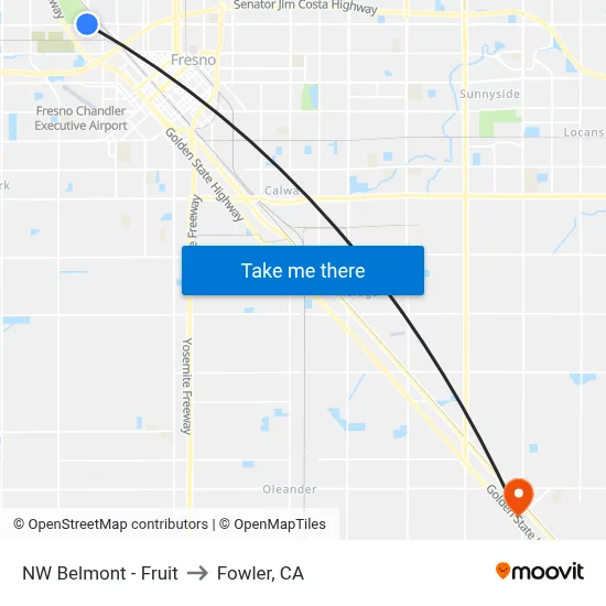 NW Belmont - Fruit to Fowler, CA map