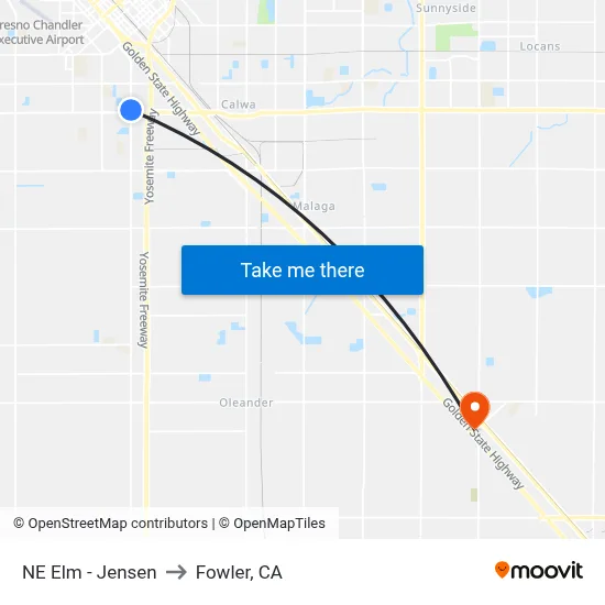 NE Elm - Jensen to Fowler, CA map