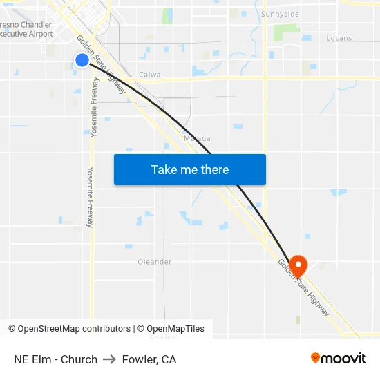 NE Elm - Church to Fowler, CA map