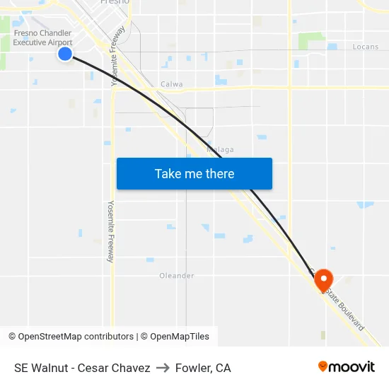 SE Walnut - Cesar Chavez to Fowler, CA map