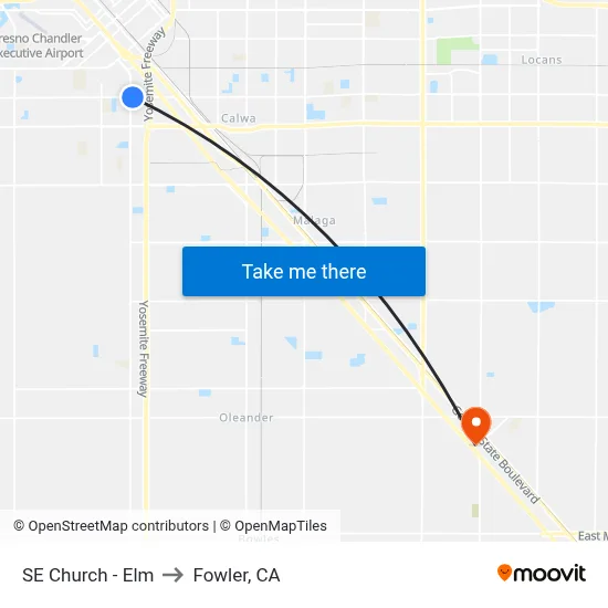 SE Church - Elm to Fowler, CA map