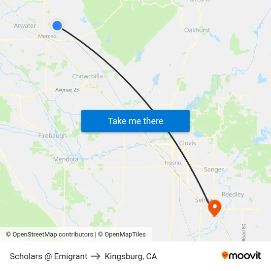 Scholars @ Emigrant to Kingsburg, CA map