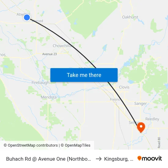 Buhach Rd @ Avenue One (Northbound) to Kingsburg, CA map