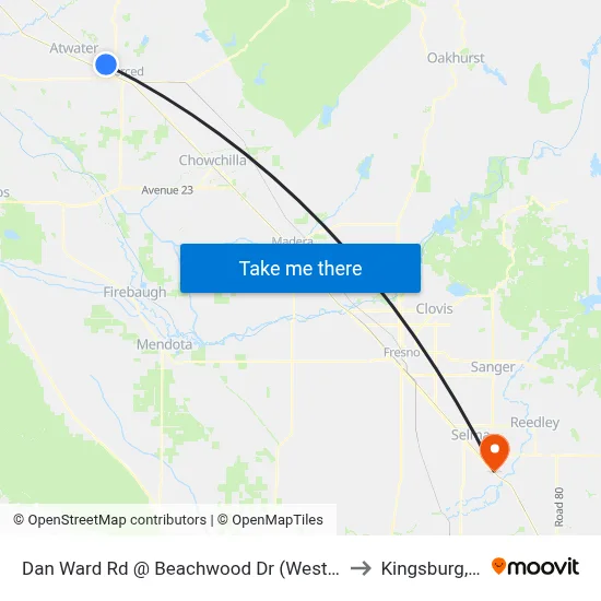 Dan Ward Rd @ Beachwood Dr (Westbound) to Kingsburg, CA map