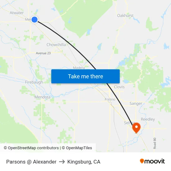 Parsons @ Alexander to Kingsburg, CA map